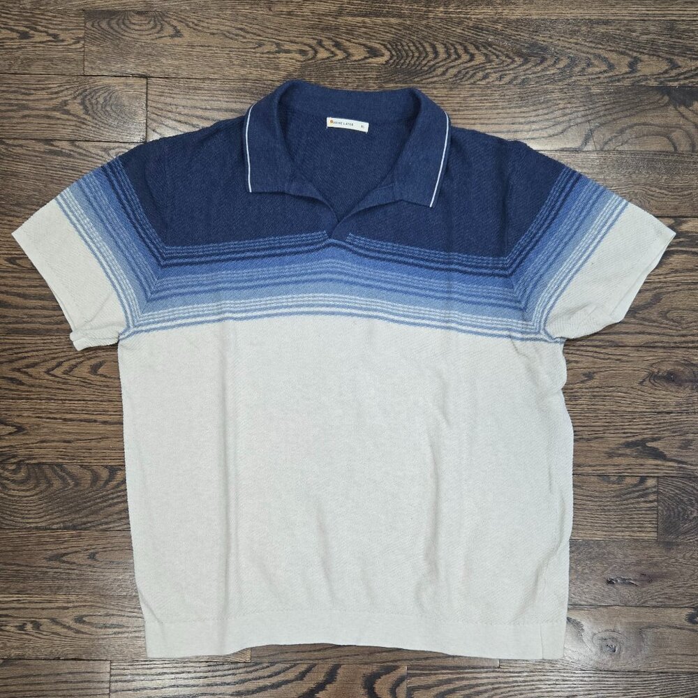 Marine Layer Greyson Sweater Polo XL Gray Knit Polo Shirt Johnny Collar
